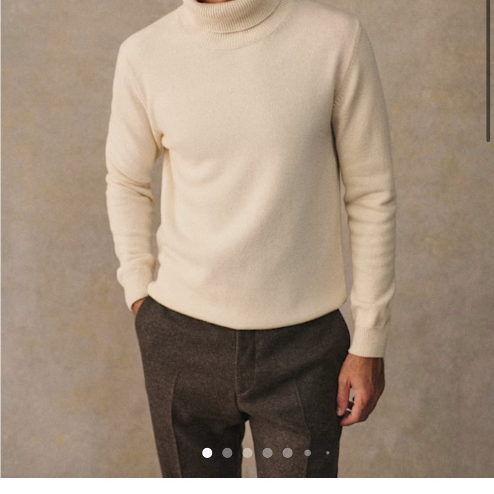 Elegant Men's Beige Turtleneck Sweater